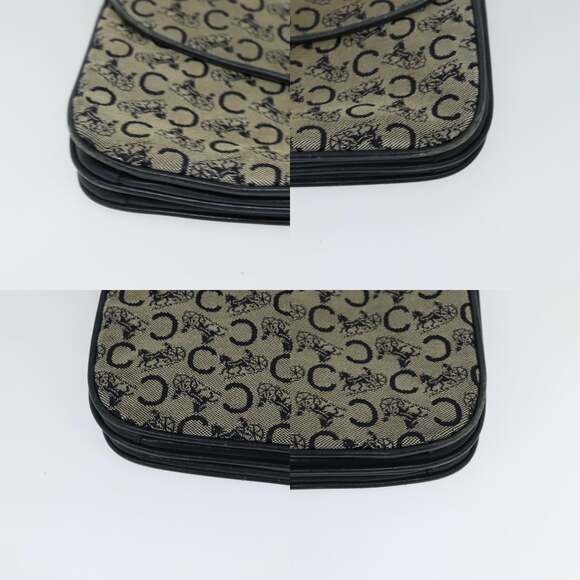 CELINE C Sulky Shoulder Bag Canvas Navy Gold - Picture 10 of 13